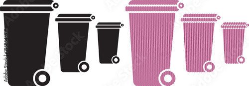 Vector collection of wheeled trash bins icons with flat design