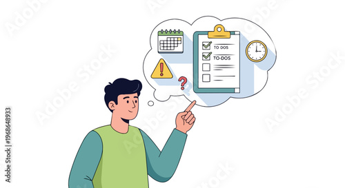 Man Thinking About Planning Tasks and Time Management