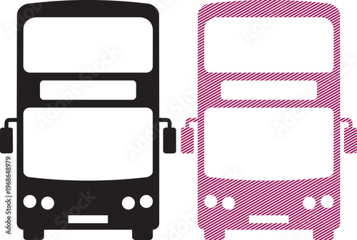 Vector double decker bus front view icon with a vector illustration