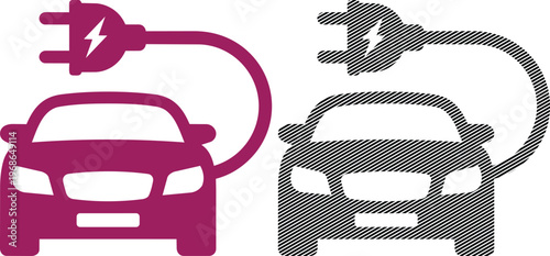 Vector electric car charging ev station icon with icon represents