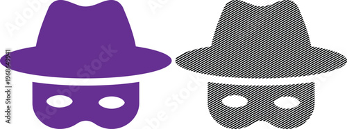 Vector incognito mode icon. anonymous person with hat and mask