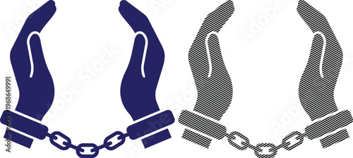 Vector handcuffed hands icon. symbol of arrest and incarceration