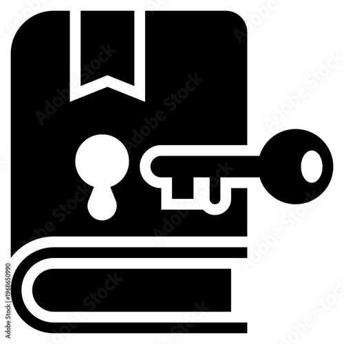 book key lock knowledge education success learning solid glyph icon
