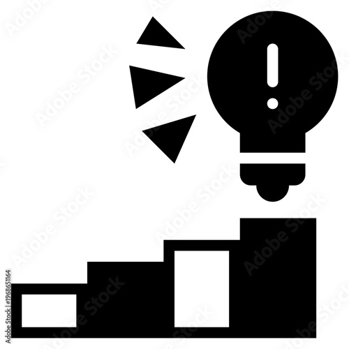 light bulb idea success stairs podium reward knowledge solid glyph icon