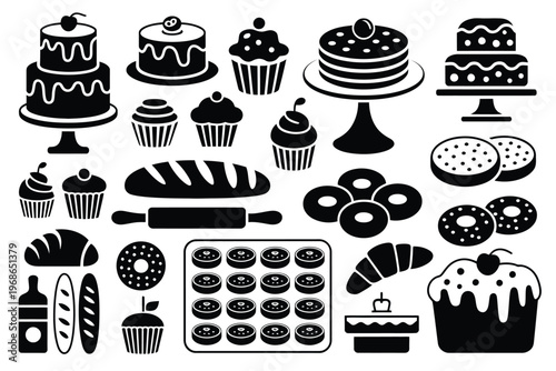 Black and white of various types of hats and caps headwear