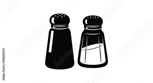 A minimalist depiction of two kitchen essentials a pepper and salt shaker presented as a striking silhouette high quality professional detailed