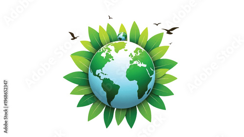 Eco friendly globe, green earth, planet icon, eco logo, sustainable world