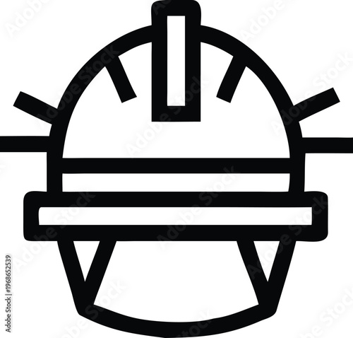Essential protective gear icon showing a specialized mining helmet with front lamp
