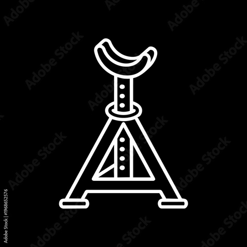 Isometric White Line Art Pin-Style Car Jack Stand Vector Icon 