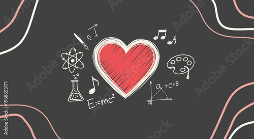 Heart Symbolizing Love of Science, Art, Music, and Education