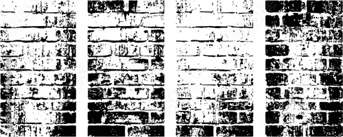 Grunge black and white brick wall texture set distressed urban background collection