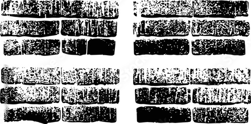 Grunge brick wall textures set old rough masonry background patterns in black and white