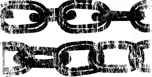 Grunge black chain links illustration distressed metallic link elements symbolizing strength and connection