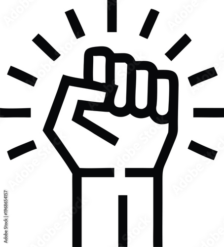 Energetic Raised Fist Symbol with Radiating Power for Protest and Social Impact