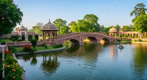 Scenic view of a beautiful bridge over the lake.
