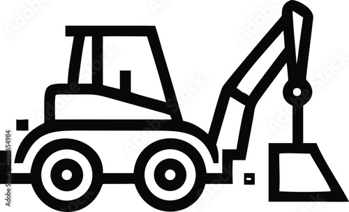 Essential heavy duty backhoe loader outline symbol for digging excavation sites