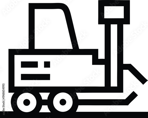 Essential Heavy Duty Earth Moving Bulldozer Excavator Machine Outline Icon