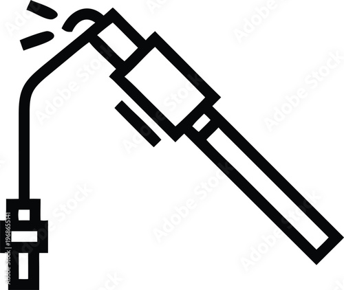 Essential industrial welding torch tool icon emitting sparks for fabrication and metalwork