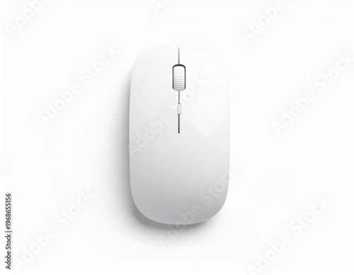 Minimalist White Computer Mouse on a White Background, Perfect for Tech and Office Use