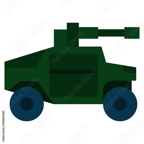 Military armored car flat design icon vector illustration, military high mobility multipurpose wheeled