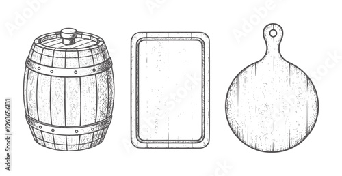 Wooden barrel cutting board and round board