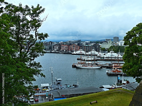 Norway, Oslo - view from the castle at the harbor