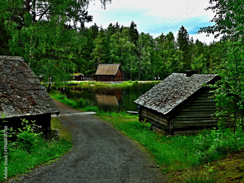 Norway,Lillehammer - view on the historic house in Maihaugen