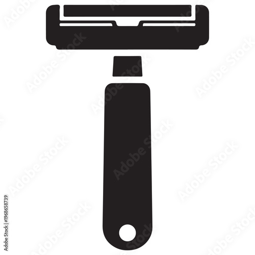 Black Silhouette Icon of a Classic Shaving Razor Tool