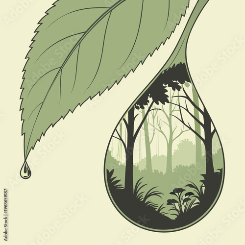 A single dewdrop refracting a whole forest. 1