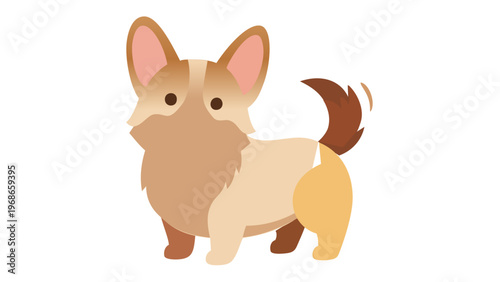 Cute Welsh Corgi Dog Vector Icon Illustration, Minimalist Flat Design Puppy with Brown and White Fur, Scalable AI-Generated Digital Art for Pet Lovers, Animal Logos, and Web Graphic Elements.