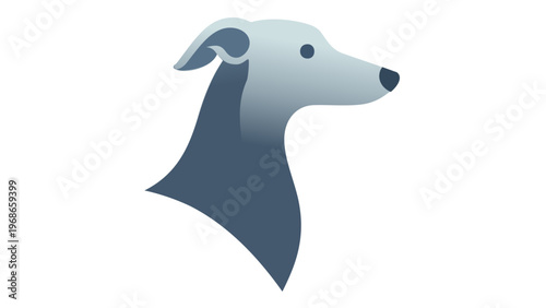 Minimalist Vector Illustration of a Greyhound Dog Head Profile Icon, Flat Design Whippet Pet Portrait with Blue Gradients, Scalable AI-Generated Graphic for Logo and Branding Design Asset.