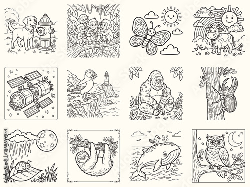 Stingray swimming gracefully with star patterns on its body for marine life coloring book page design for kids and adults