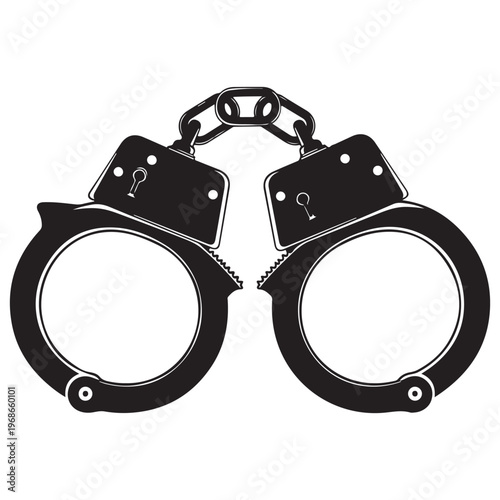 Black Handcuffs Symbol on White Background