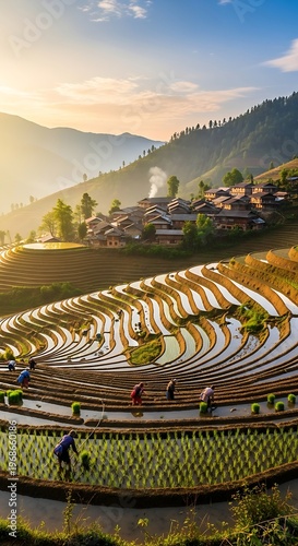 Scenic Rice Terraces - A Picturesque Landscape of Farming and Nature.