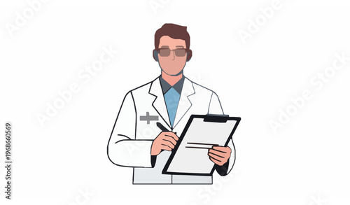 Confident smiling pharmacist doctor white coat vector
