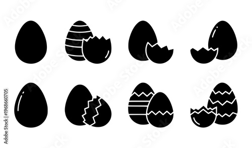 Black Easter egg icons collection cracked shell vector