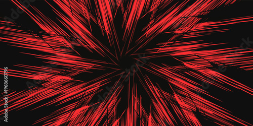 Explosion effect background. Anime style attack impact explosion effect background. Abstract comic book flash explosion blast radial lines. Vector illustration.