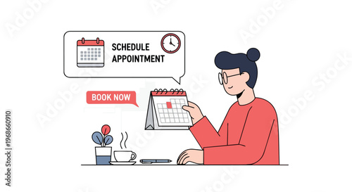 Woman scheduling an appointment on a calendar for business planning