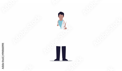 Smiling pharmacist doctor white coat medical vector illustration