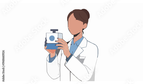 Pharmacist holding medicine smiling doctor vector illustration