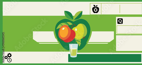 Packaging design label featuring fruit and juice in vector format for beverage products and branding