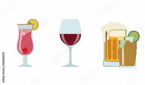Vertical bar drink icons cocktail wine beer vector