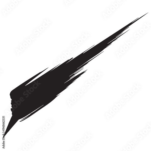 Dynamic Black Brush Stroke on White Background