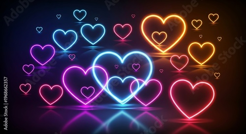 Neon Hearts Glowing in the Dark - A Romantic Display.