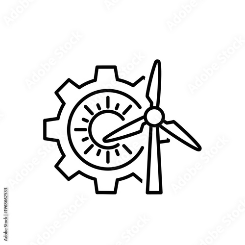 Wind turbine gear icon symbol.