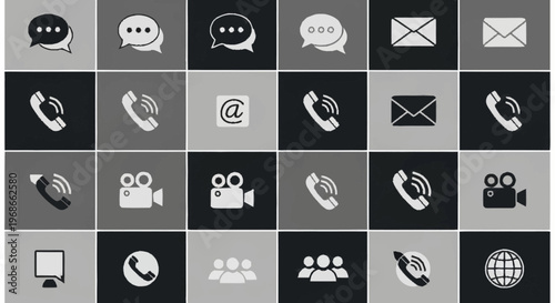 Collection of Communication Icons Representing Various Channels.