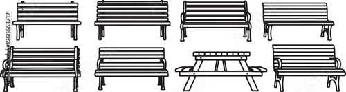 Tableau sur toile Various types of wooden beds with headboards and footboards illustrated
