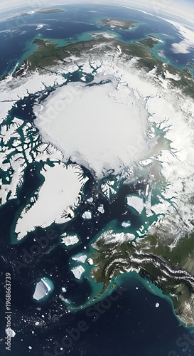 Aerial View of Arctic Ice and Ocean.