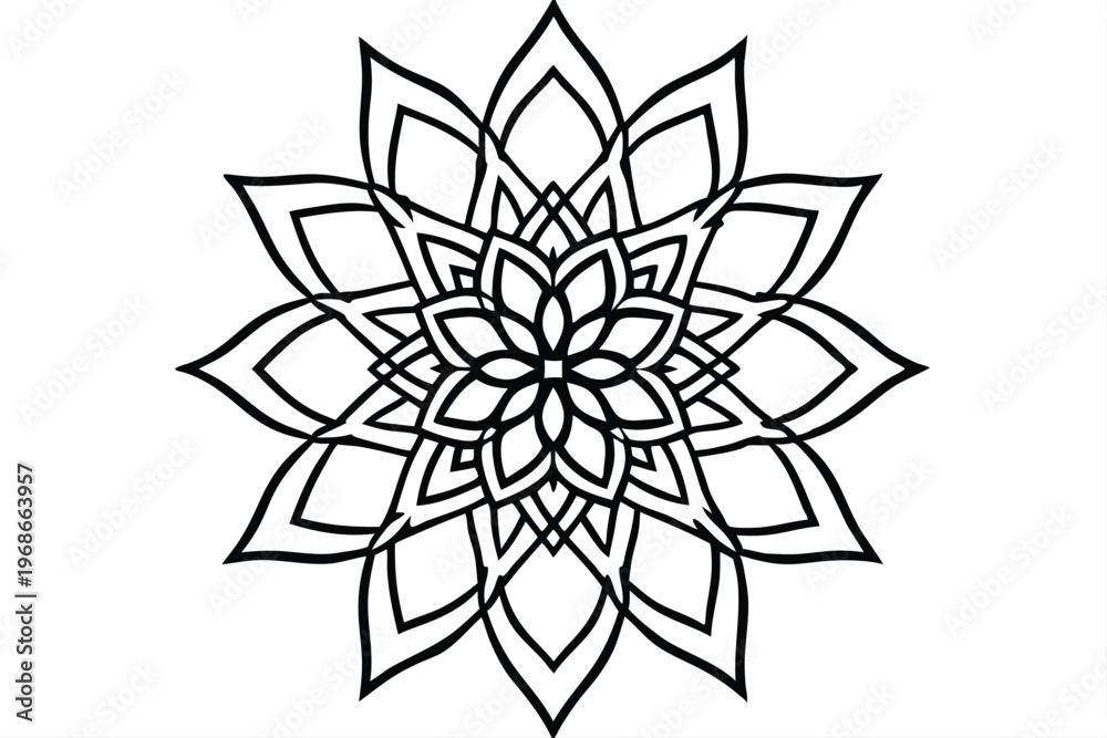 Obraz premium mandala art design silhouette line art vector illustration with a white background