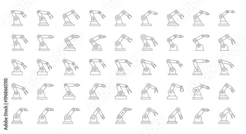 A collection of robotic arm illustrations.